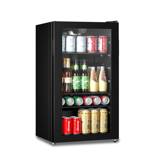 COMFEE' RCZ99BG2(E) 93L Drinks Fridge, Holds 115 Cans, 2-15°C, Glass Door